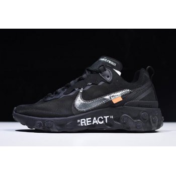 2018 Off-White x Nike React Element 87 Black AQ0068-001 Shoes
